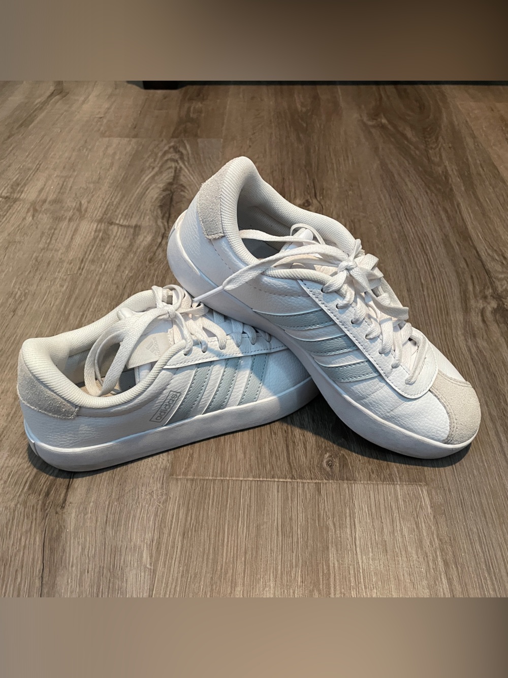 adidas White Low-Top Court Sneakers